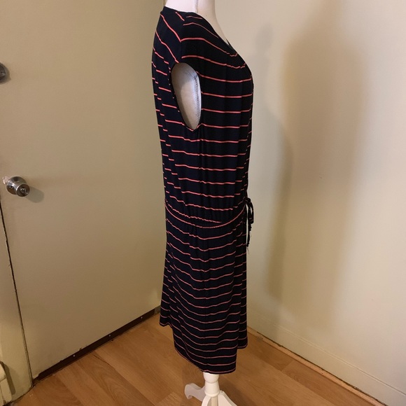 Banana Republic Comfy Navy and Coral Stripe Dress - Picture 3 of 5